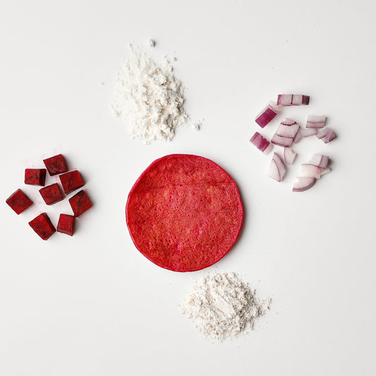 Beetroot, Butter Bean & Garlic Pancake